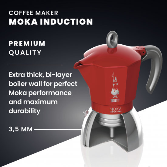 Bialetti Italian Moka Induction Coffee Maker 2 Cups Aluminium