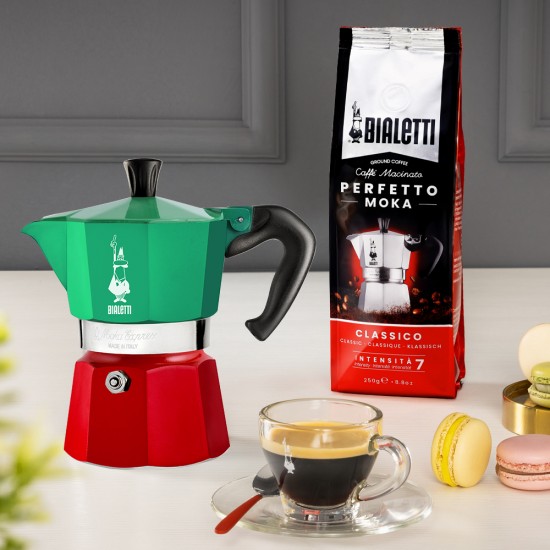 Bialetti Moka Express Coffee Maker Italia 3 Cups Aluminium