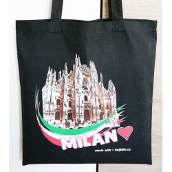 Canvas Shopping Bag Black Milano Italy