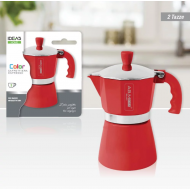 Italian Moka Espresso Coffee Maker 2 Cups Aluminium Red AB.M Idea Milano