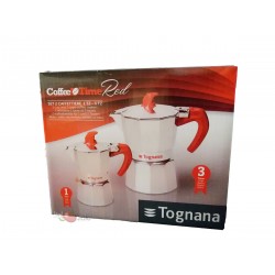 Set two Italian Coffee Maker 1 portion + 3 portions Tognana Coffee Time Red