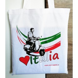 Canvas Shopping Bag White Vespa Italy