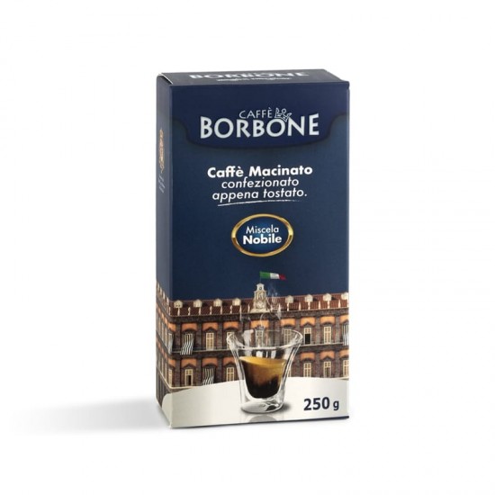 Set Italian Ground Coffee Borbone Nobile Blend 250g with Glass Coffee Cup