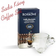 Sada italské Mleté kávy Borbone Nobile směs 250g se Skleněným šálkem Kávy