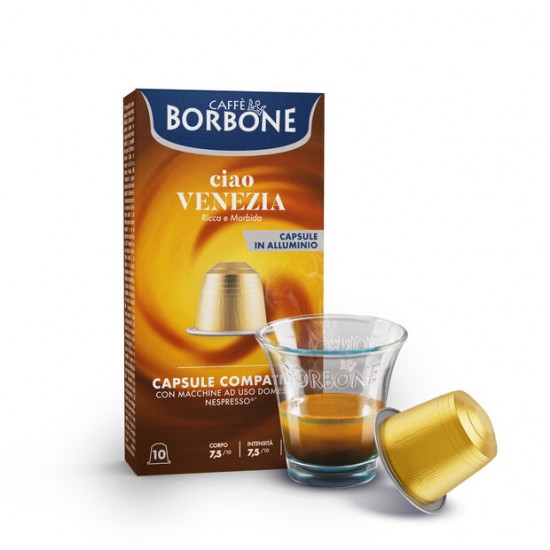 10 Aluminium Capsules Borbone Espresso Ciao Venezia Compatible with Nespresso