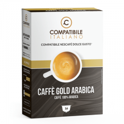 16 Capsule Espresso Coffee Gold Arabica for Nescafe Dolce Gusto Compatibile Italiano