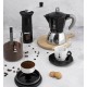 Sada 4 moderních designových Porcelánových šálků na Kávu s osmi tvářemi a Podšálkem Bialetti